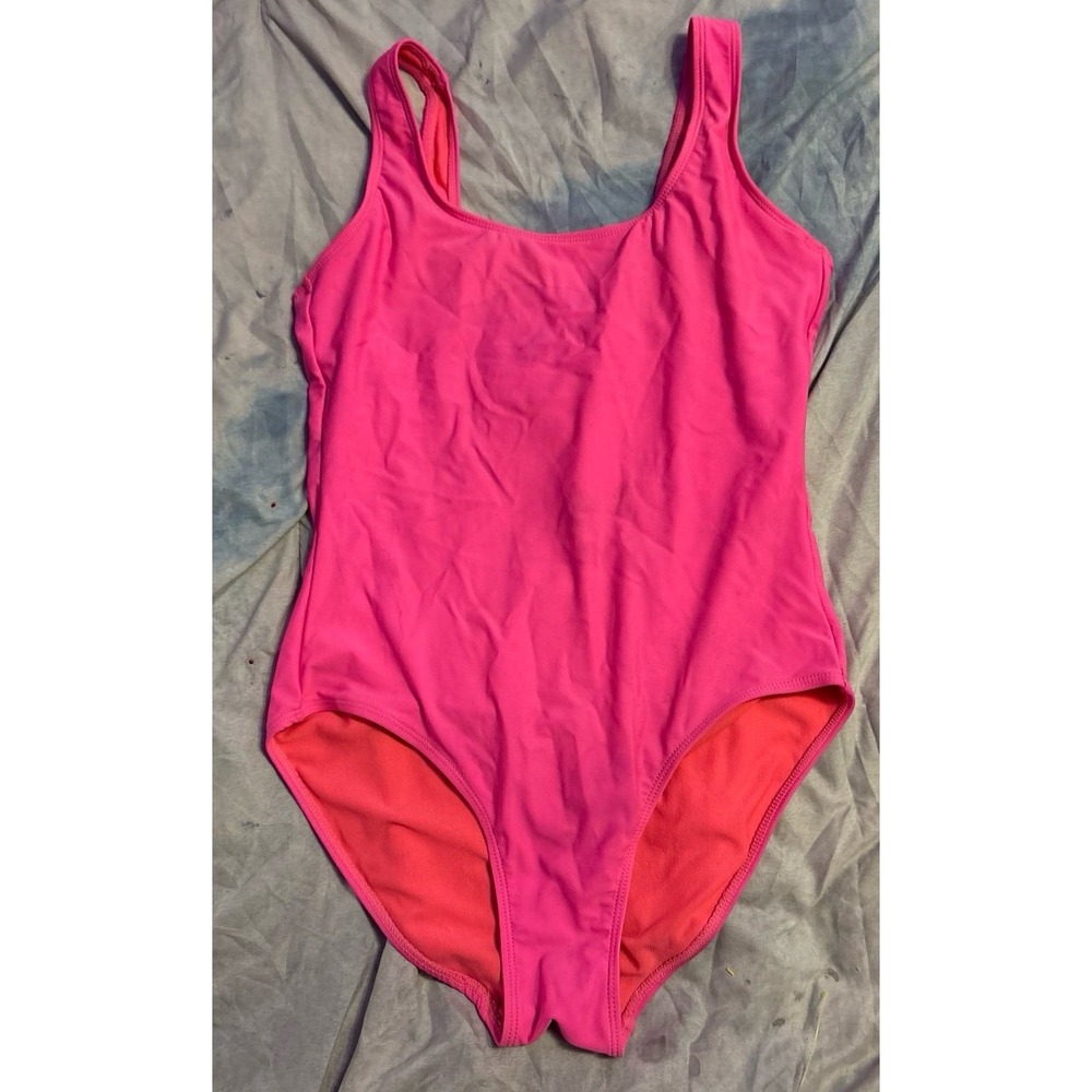 No Boundaries Women's Hot Pink One‎ Piece Scoop Neck Swimsuit, Small